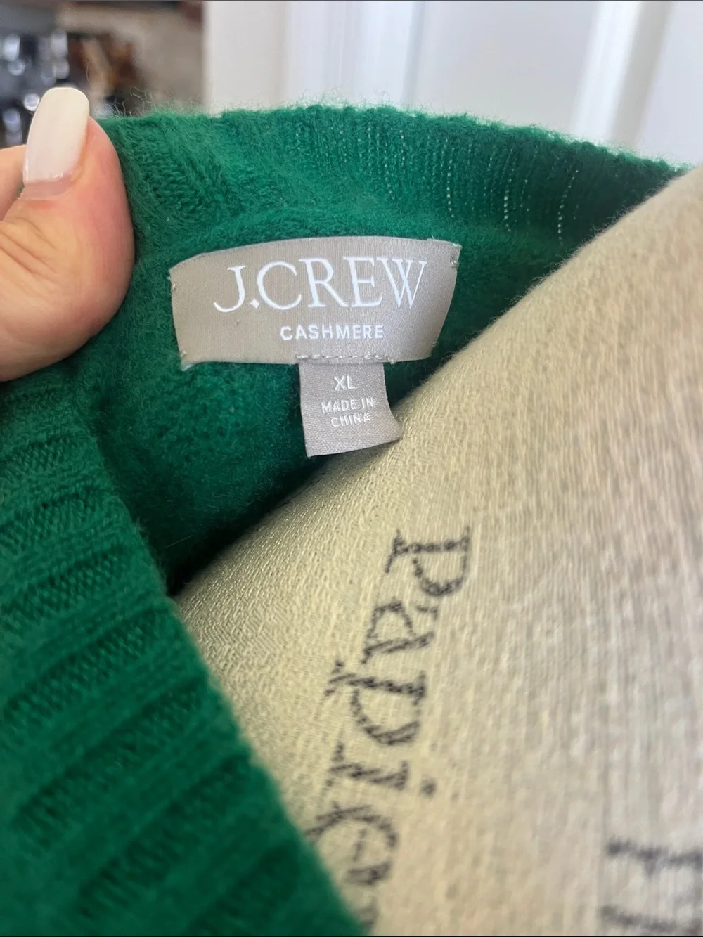 NWOT j.Crew cashmere cableknit crewneck jungle green ribbed sweater XL